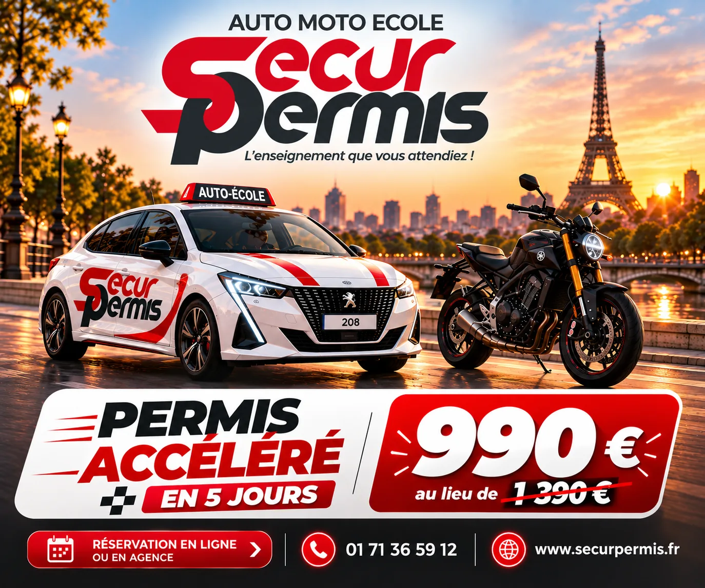 SecurPermis : permis accéléré en 5 jours à 990 € au lieu de 1 390 €